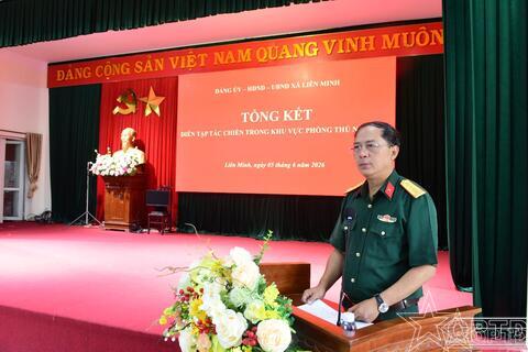 Xã Liên Minh tổng kết công tác diễn tập tác chiến trong khu vực phòng thủ năm 2026